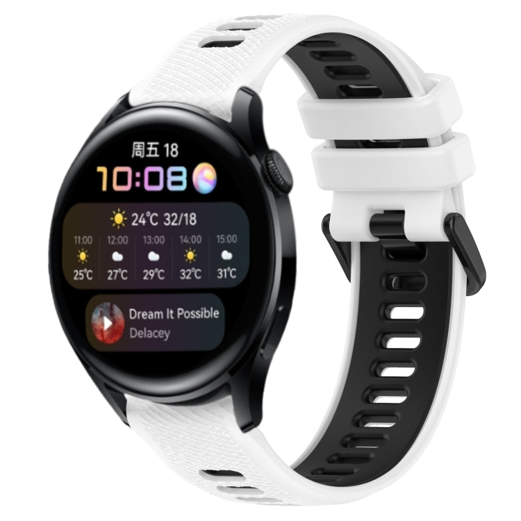 For Huawei Watch 3 22mm Sports Two-Color Silicone Watch Band(White+Black) by bashfashion
