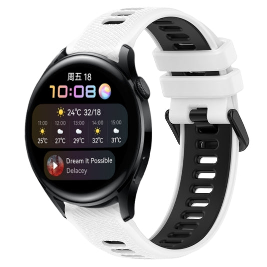 For Huawei Watch 3 22mm Sports Two-Color Silicone Watch Band(White+Black) by bashfashion