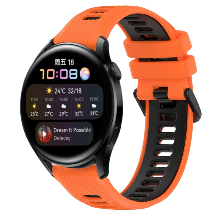 For Huawei Watch 3 22mm Sports Two-Color Silicone Watch Band(Orange+Black) by bashfashion