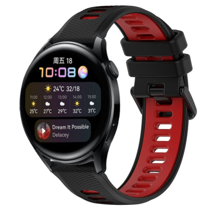 For Huawei Watch 3 22mm Sports Two-Color Silicone Watch Band(Black+Red) by bashfashion