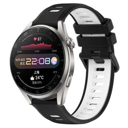 For Huawei Watch 3 Pro 22mm Sports Two-Color Silicone Watch Band(Black+White) by bashfashion