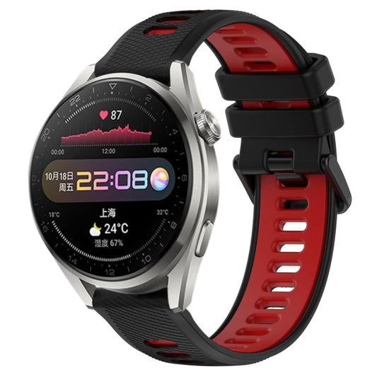 For Huawei Watch 3 Pro 22mm Sports Two-Color Silicone Watch Band(Black+Red) by bashfashion