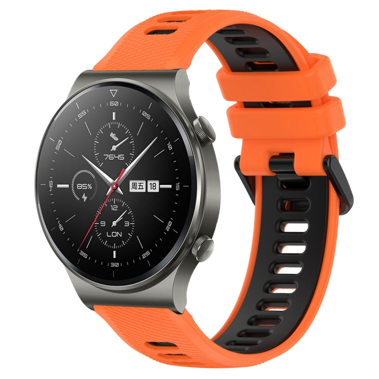 For Huawei GT2 Pro 22mm Sports Two-Color Silicone Watch Band(Orange+Black) by bashfashion