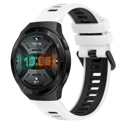 For Huawei Watch GT 2E 22mm Sports Two-Color Silicone Watch Band(White+Black) by bashfashion