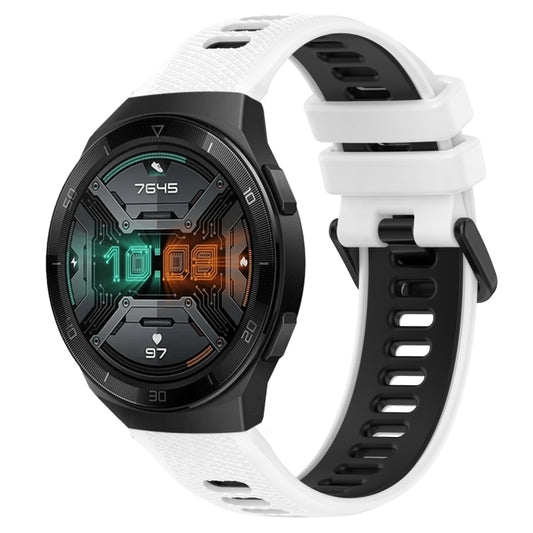 For Huawei Watch GT 2E 22mm Sports Two-Color Silicone Watch Band(White+Black) by bashfashion