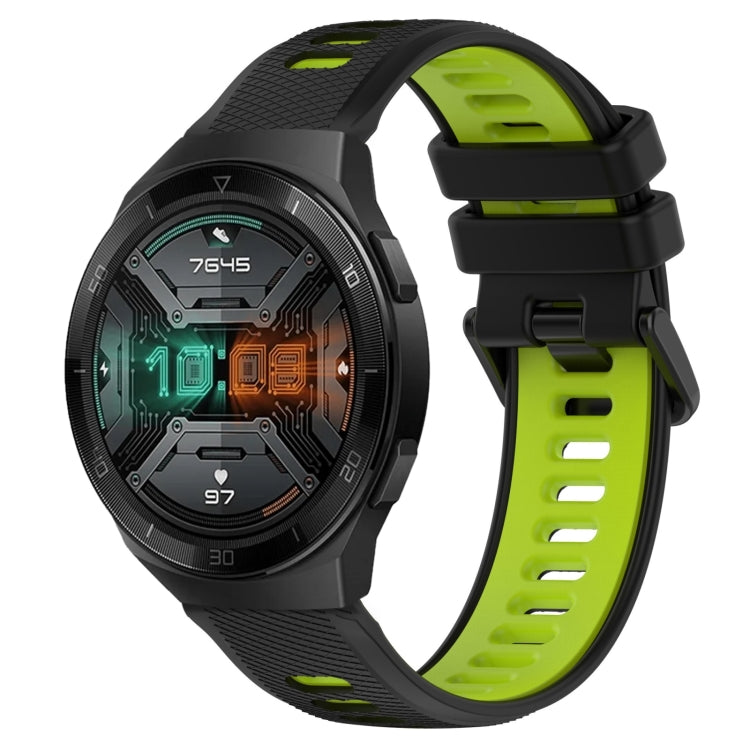 For Huawei Watch GT 2E 22mm Sports Two-Color Silicone Watch Band(Black+Green) by bashfashion