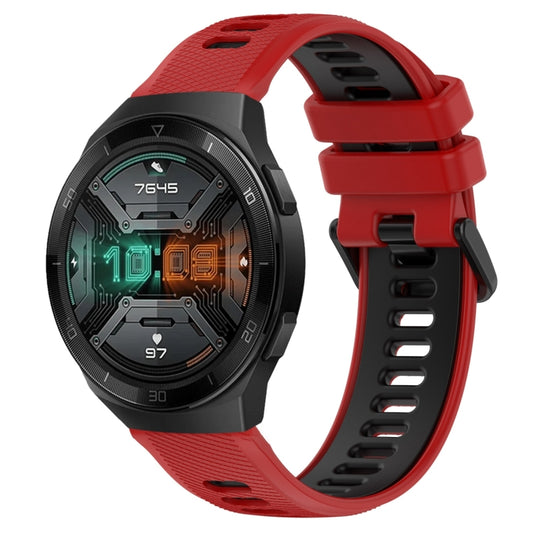 For Huawei Watch GT 2E 22mm Sports Two-Color Silicone Watch Band(Red+Black) by bashfashion