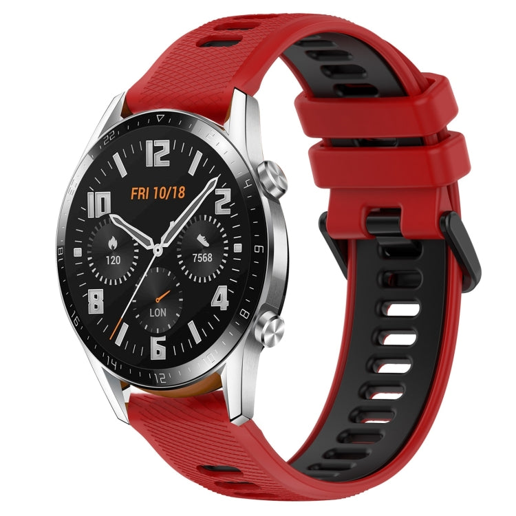 For Huawei GT2 46mm 22mm Sports Two-Color Silicone Watch Band(Red+Black) by bashfashion