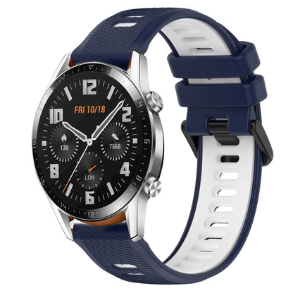 For Huawei GT2 46mm 22mm Sports Two-Color Silicone Watch Band(Midnight Blue+White) by bashfashion