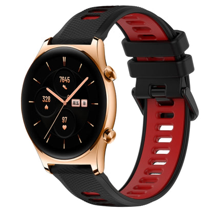 For Honor Watch GS 3 22mm Sports Two-Color Silicone Watch Band(Black+Red) by bashfashion