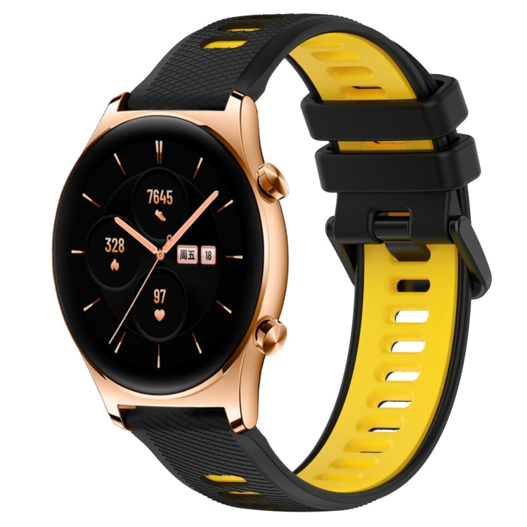 For Honor Watch GS 3 22mm Sports Two-Color Silicone Watch Band(Black+Yellow) by bashfashion