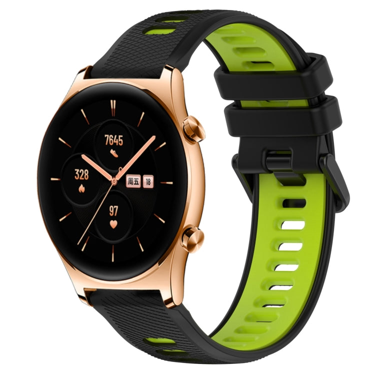 For Honor Watch GS 3 22mm Sports Two-Color Silicone Watch Band(Black+Green) by bashfashion
