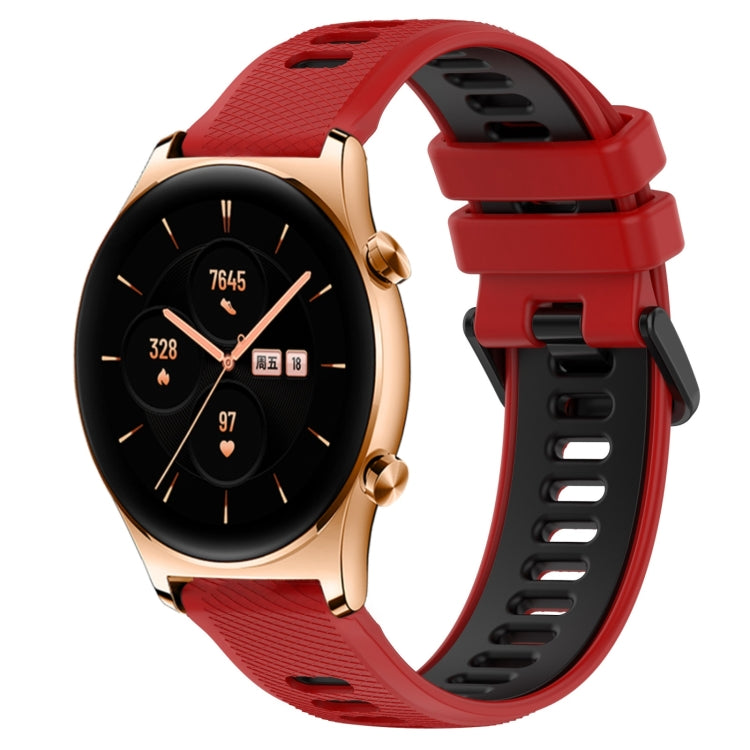 For Honor Watch GS 3 22mm Sports Two-Color Silicone Watch Band(Red+Black) by bashfashion