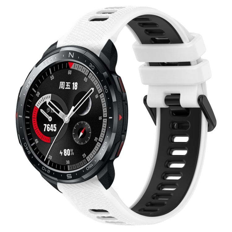 For Honor Watch GS Pro 22mm Sports Two-Color Silicone Watch Band(White+Black) by bashfashion
