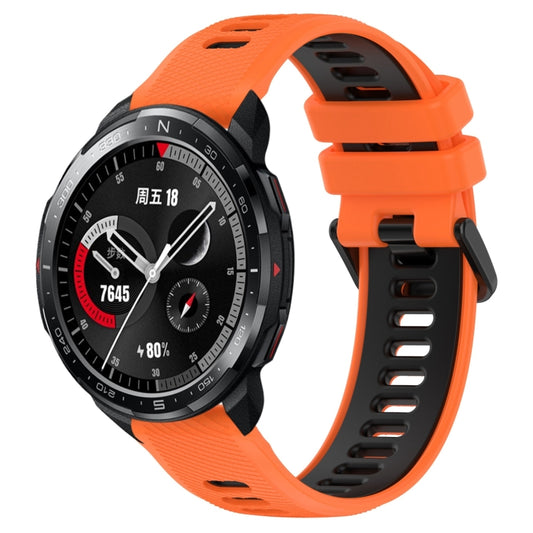 For Honor Watch GS Pro 22mm Sports Two-Color Silicone Watch Band(Orange+Black) by bashfashion
