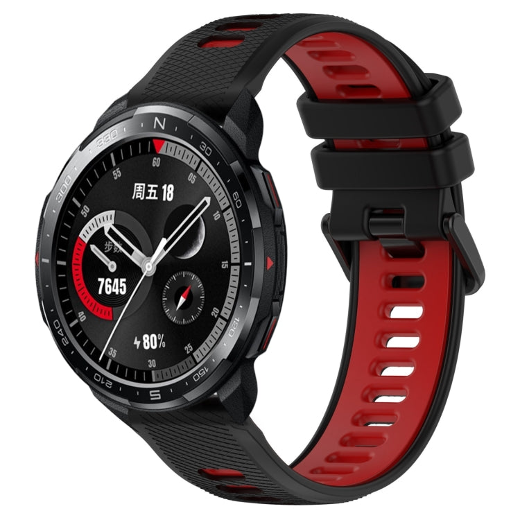 For Honor Watch GS Pro 22mm Sports Two-Color Silicone Watch Band(Black+Red) by bashfashion