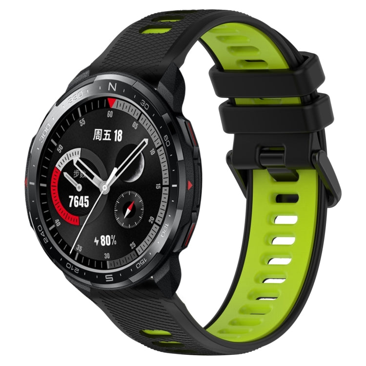 For Honor Watch GS Pro 22mm Sports Two-Color Silicone Watch Band(Black+Green) by bashfashion