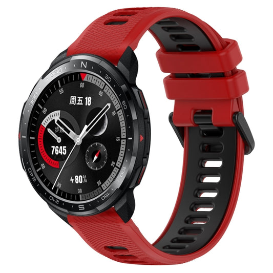 For Honor Watch GS Pro 22mm Sports Two-Color Silicone Watch Band(Red+Black) by bashfashion