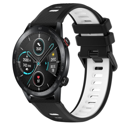 For Honor Magic Watch 2 46mm 22mm Sports Two-Color Silicone Watch Band(Black+White) by bashfashion