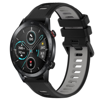 For Honor Magic Watch 2 46mm 22mm Sports Two-Color Silicone Watch Band(Black+Grey) by bashfashion