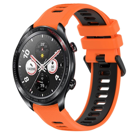 For Honor Watch Dream 22mm Sports Two-Color Silicone Watch Band(Orange+Black) by bashfashion
