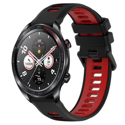 For Honor Watch Dream 22mm Sports Two-Color Silicone Watch Band(Black+Red) by bashfashion