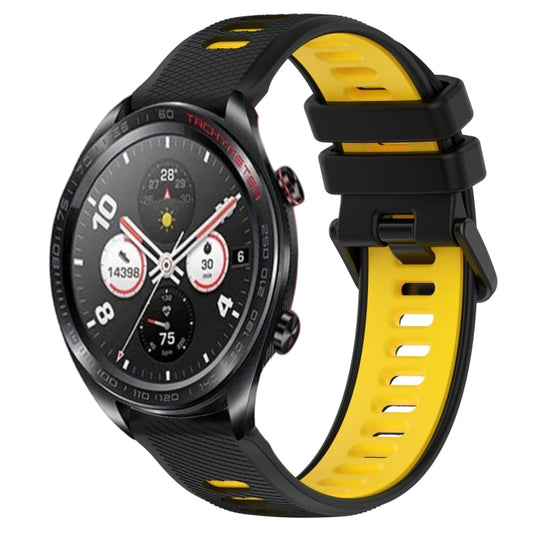 For Honor Watch Dream 22mm Sports Two-Color Silicone Watch Band(Black+Yellow) by bashfashion