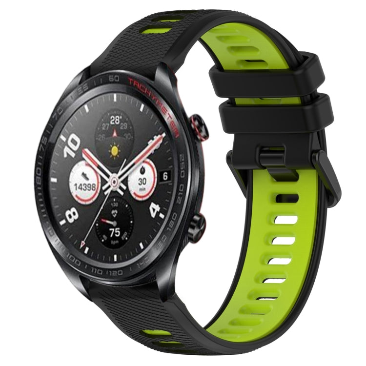 For Honor Watch Dream 22mm Sports Two-Color Silicone Watch Band(Black+Green) by bashfashion