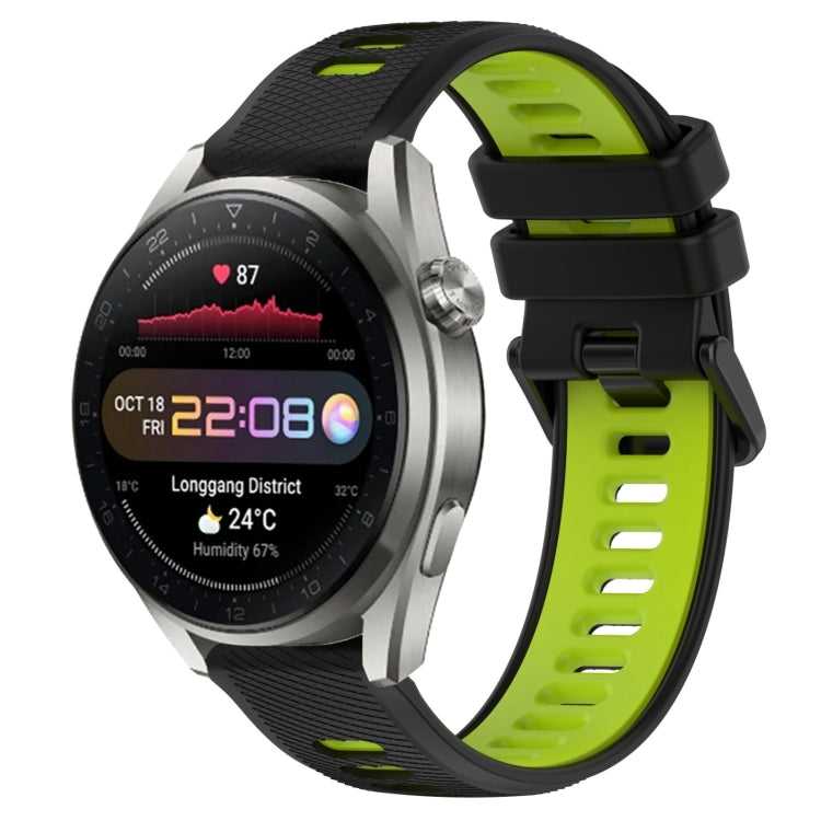 For Huawei Watch 3 Pro New 22mm Sports Two-Color Silicone Watch Band(Black+Green) by bashfashion