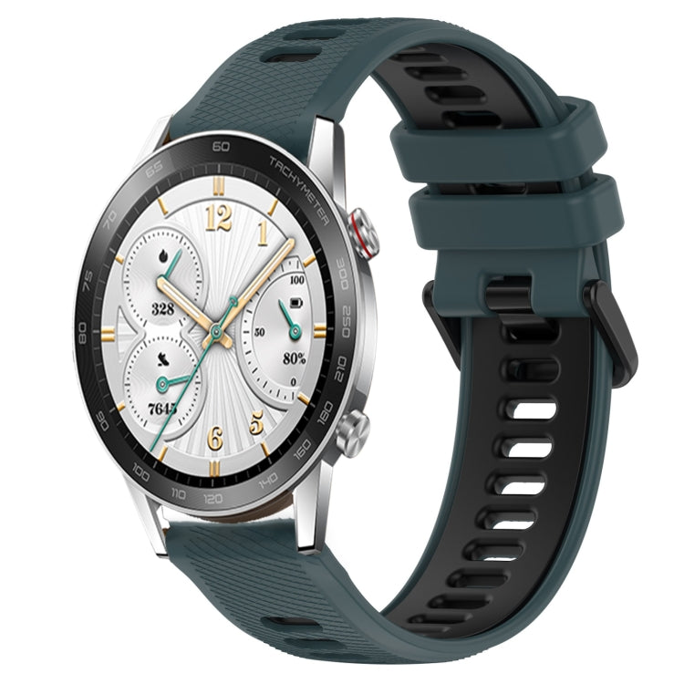 For Honor Watch GS 3i 22mm Sports Two-Color Silicone Watch Band(Olive Green+Black) by bashfashion