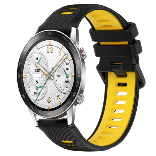 For Honor Watch GS 3i 22mm Sports Two-Color Silicone Watch Band(Black+Yellow) by bashfashion