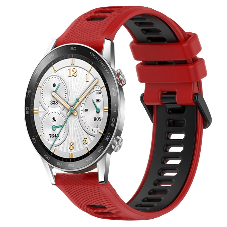 For Honor Watch GS 3i 22mm Sports Two-Color Silicone Watch Band(Red+Black) by bashfashion