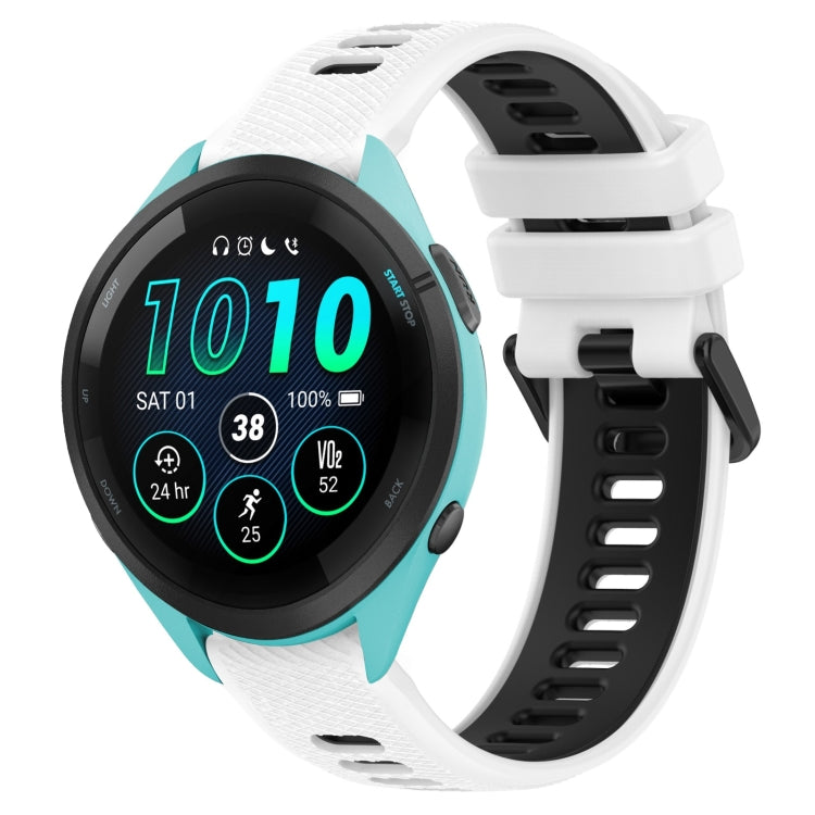 For Garmin Forerunner 265 22mm Sports Two-Color Silicone Watch Band(White+Black) by bashfashion