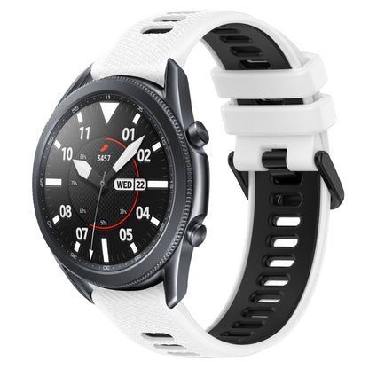 For Samsung Galaxy Watch3 45mm 22mm Sports Two-Color Silicone Watch Band(White+Black) by bashfashion