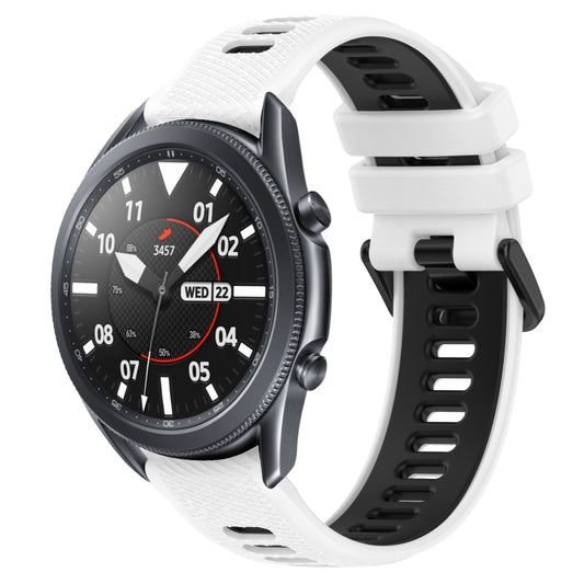 For Samsung Galaxy Watch3 45mm 22mm Sports Two-Color Silicone Watch Band(White+Black) by bashfashion
