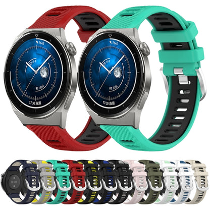 For Huawei Watch GT3 Pro 43mm 20mm Sports Two-Color Steel Buckle Silicone Watch Band(White+Blue) by bashfashion