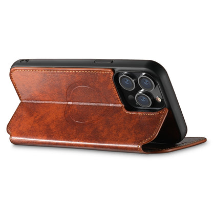 For iPhone 12 Pro Max Suteni J05 Leather Magnetic Magsafe Phone Case(Khaki) by Suteni