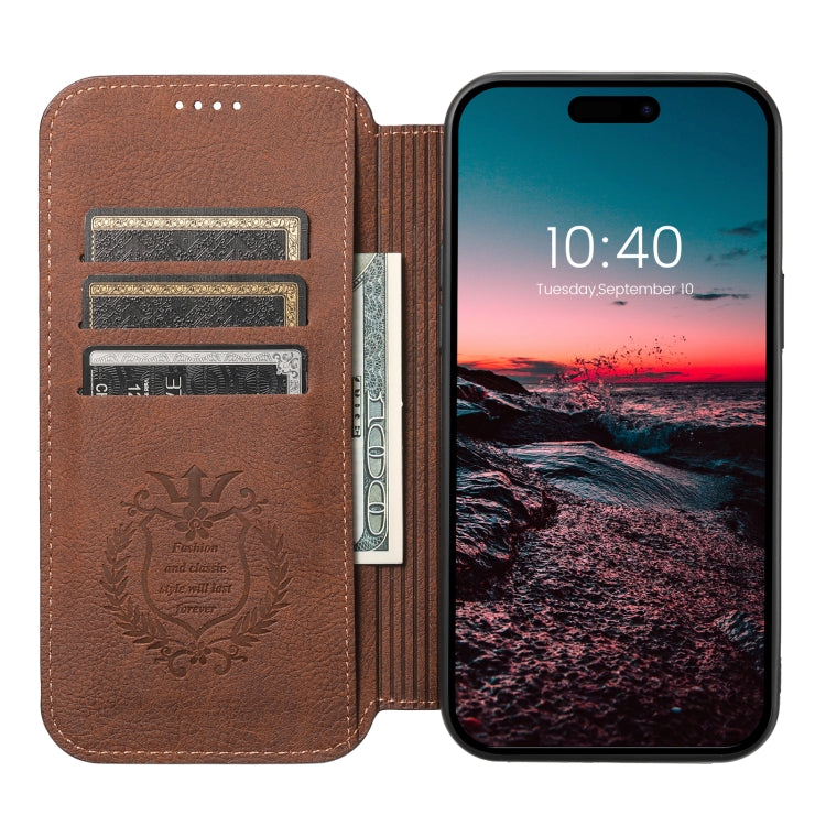 For iPhone 12 Pro Max Suteni J06 Retro Matte Litchi Texture Leather Magnetic Magsafe Phone Case(Brown) by Suteni