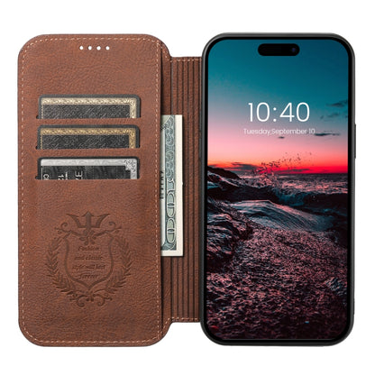 For iPhone 13 Pro Max Suteni J06 Retro Matte Litchi Texture Leather Magnetic Magsafe Phone Case(Brown) by Suteni