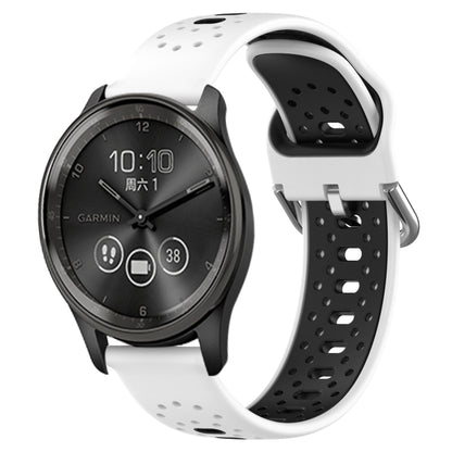 For GarminMove Trend 20mm Breathable Two-Color Silicone Watch Band(White+Black) by bashfashion