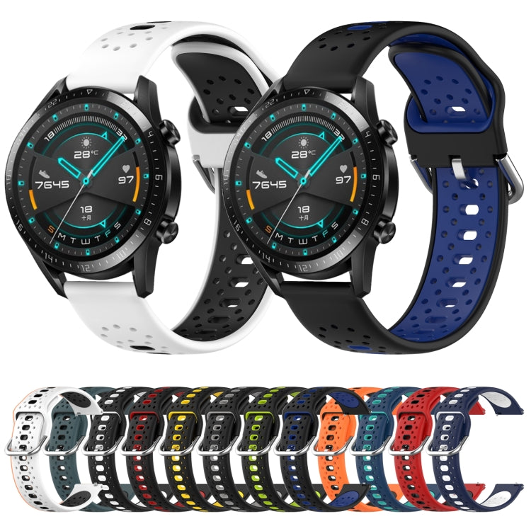For Huawei Watch GT3 Pro 43mm 20mm Breathable Two-Color Silicone Watch Band(White+Black) by bashfashion