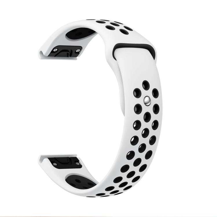 For Garmin MARQ Athlete Gen 2 22mm Sports Breathable Silicone Watch Band(White+Black) by bashfashion