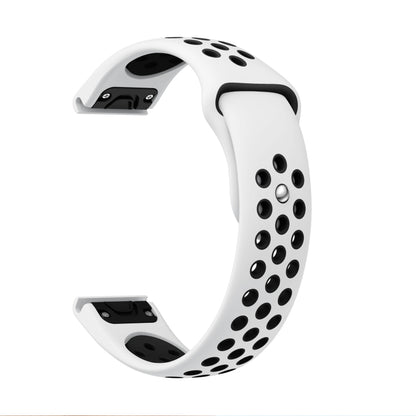 For Garmin MARQ Athlete Gen 2 22mm Sports Breathable Silicone Watch Band(White+Black) by bashfashion