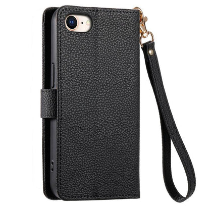 For iPhone 16e Love Zipper Lanyard Leather Phone Case(Black) by bashfashion