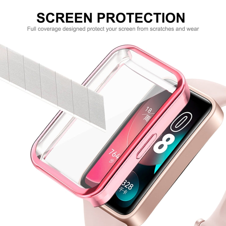 For Huawei Band 10 / 9 / 8 ENKAY Hat-Prince Full Coverage Electroplated Soft TPU Case with Screen Protection(Pink) by ENKAY