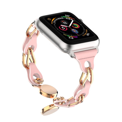 For Apple Watch 38mm Hollow Leather Chain Magnetic Buckle Watch Band(Pink) by bashfashion