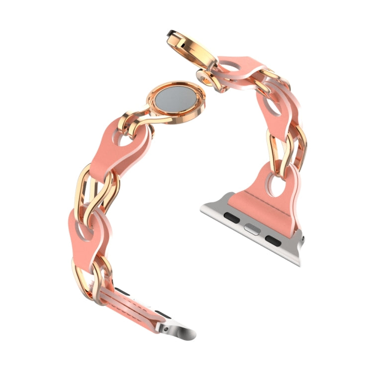 For Apple Watch 4 40mm Hollow Leather Chain Magnetic Buckle Watch Band(Red) by bashfashion