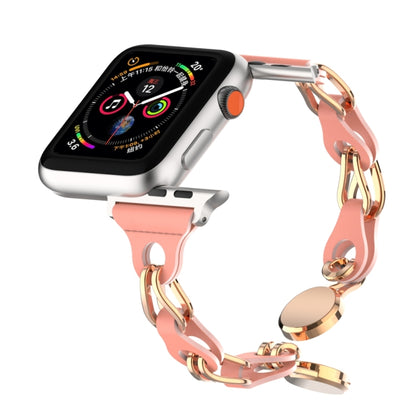 For Apple Watch 4 40mm Hollow Leather Chain Magnetic Buckle Watch Band(Red) by bashfashion