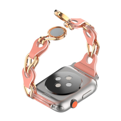 For Apple Watch 5 44mm Hollow Leather Chain Magnetic Buckle Watch Band(Red) by bashfashion