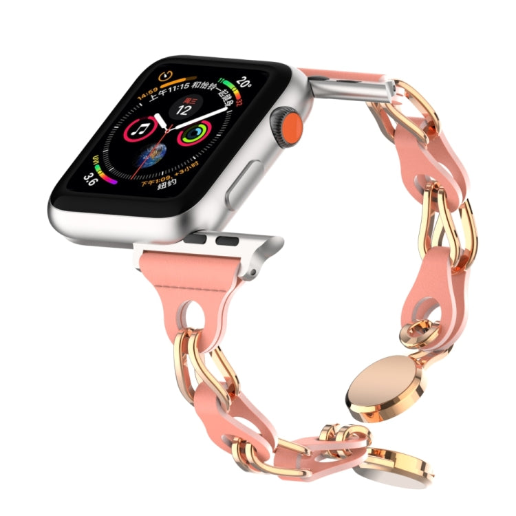 For Apple Watch 6 44mm Hollow Leather Chain Magnetic Buckle Watch Band(Red) by bashfashion